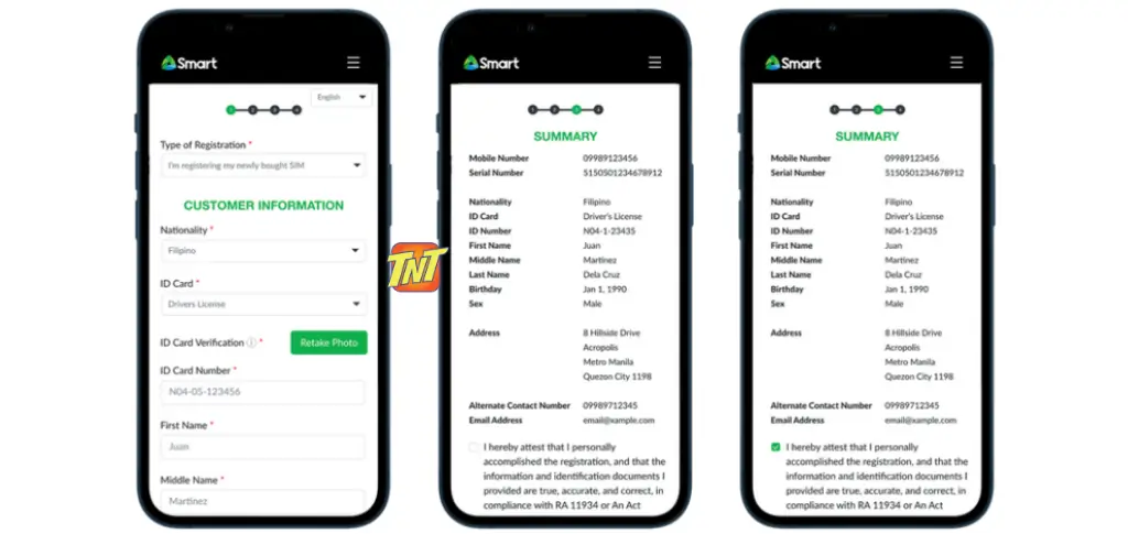 TNT SIM Registration