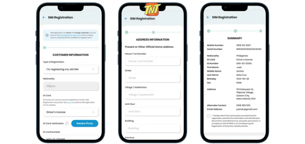 TNT SIM Registration